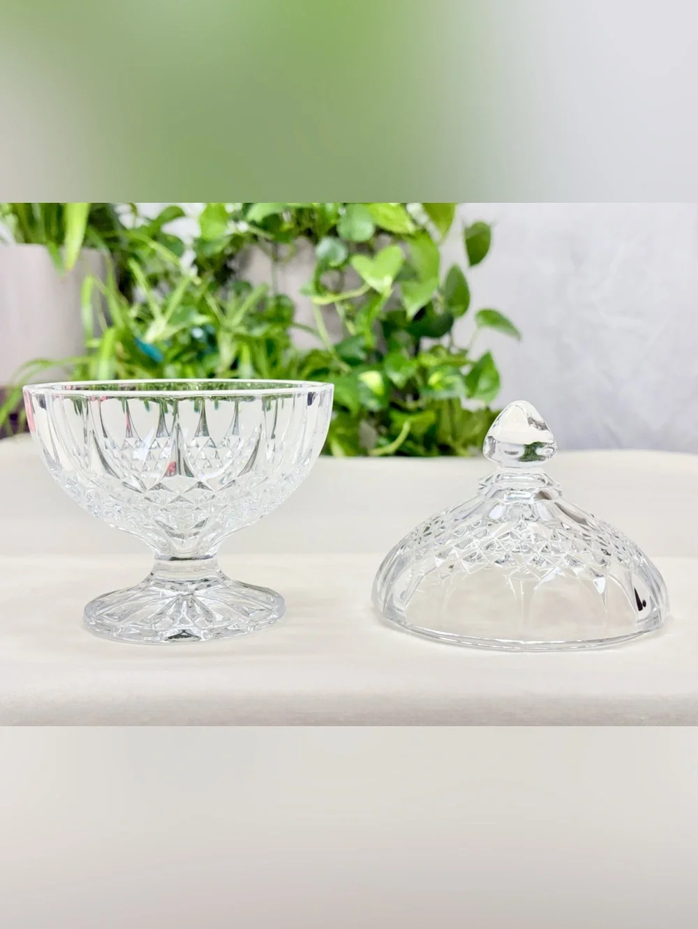 Vintage Cristal d’Arques Longchamp 24% Lead Crystal Candy Dish with Lid